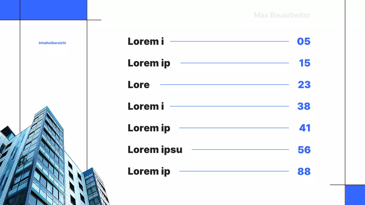 Ein einfacher, blauer, grundlegender Bauabrechnungsbericht