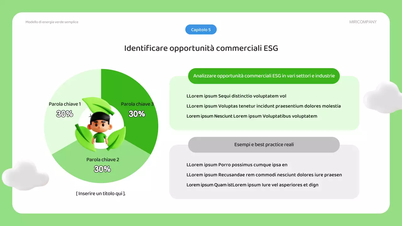 Un semplice piano aziendale ESG in verde e blu