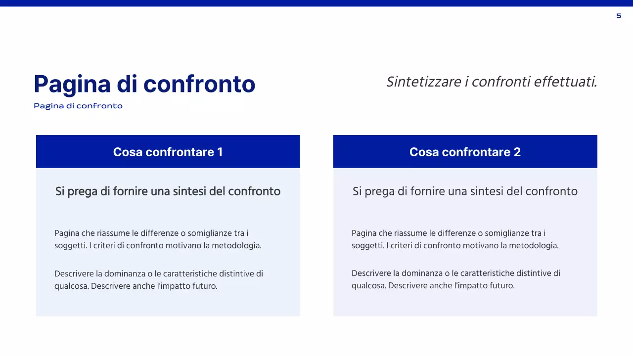 Una relazione semplice in blu e bianco