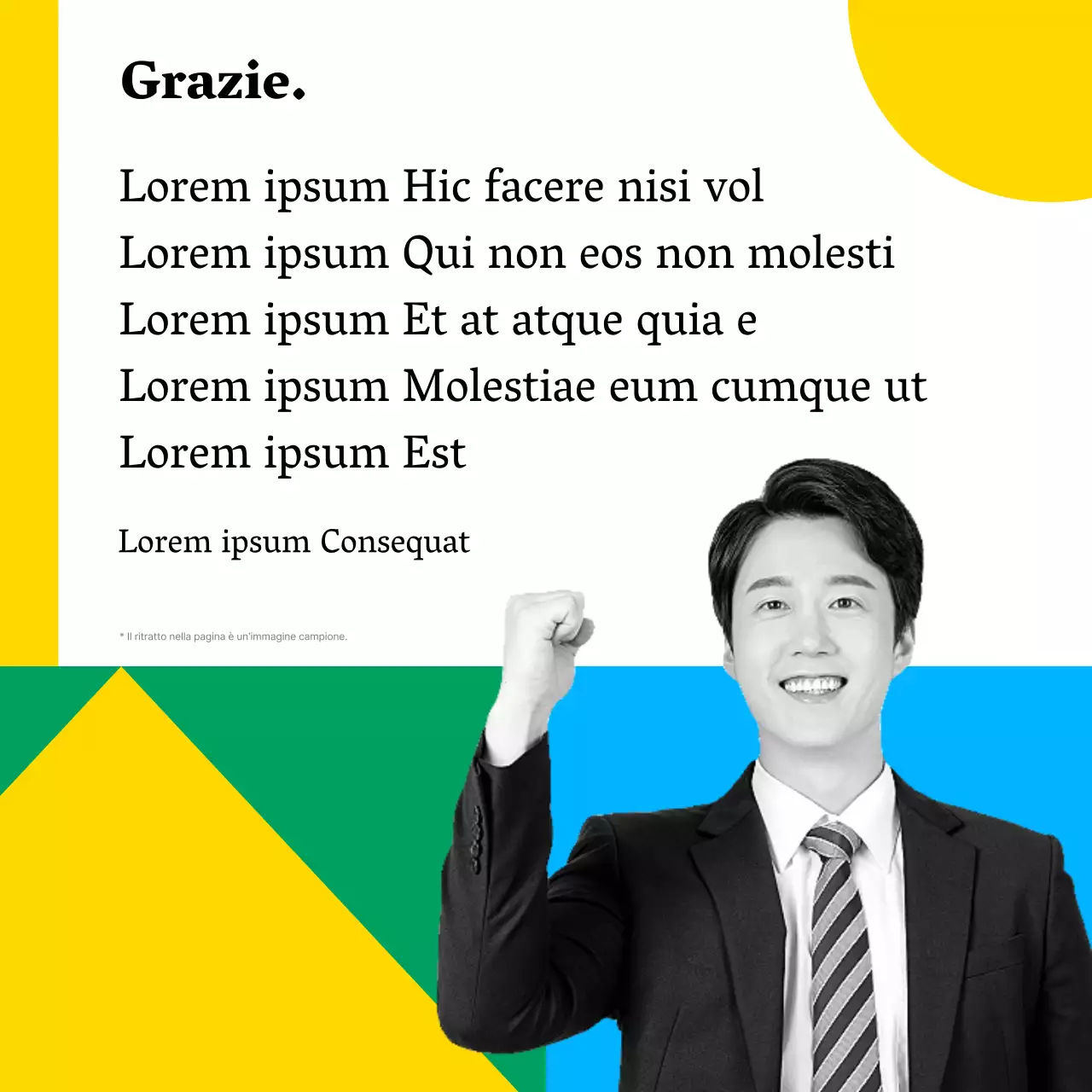 Un semplice annuncio di sponsorizzazione istituzionale pubblica senza scopo di lucro, di colore giallo e blu.