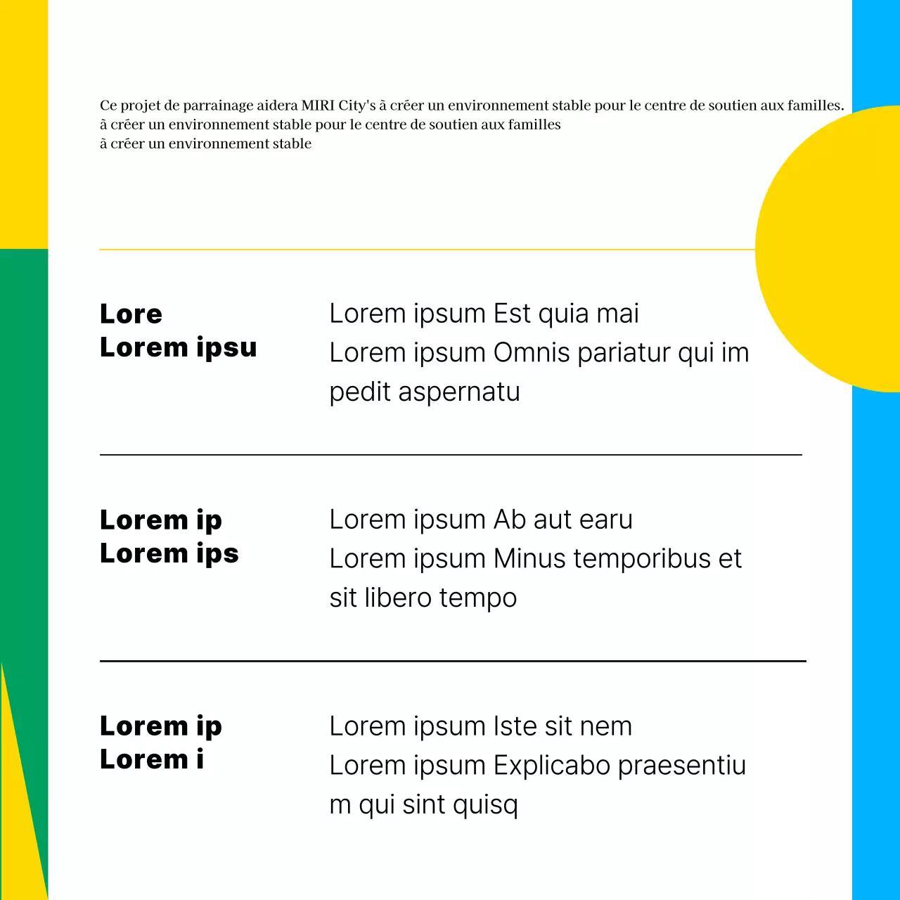 Une simple annonce de parrainage institutionnel public à but non lucratif jaune et bleu