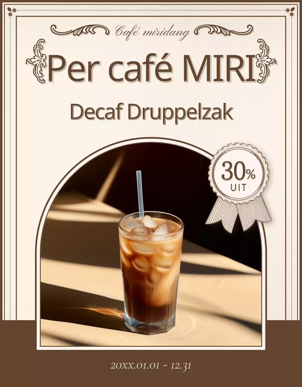 Vintage café bakkerij advertentie in ivoor en beige