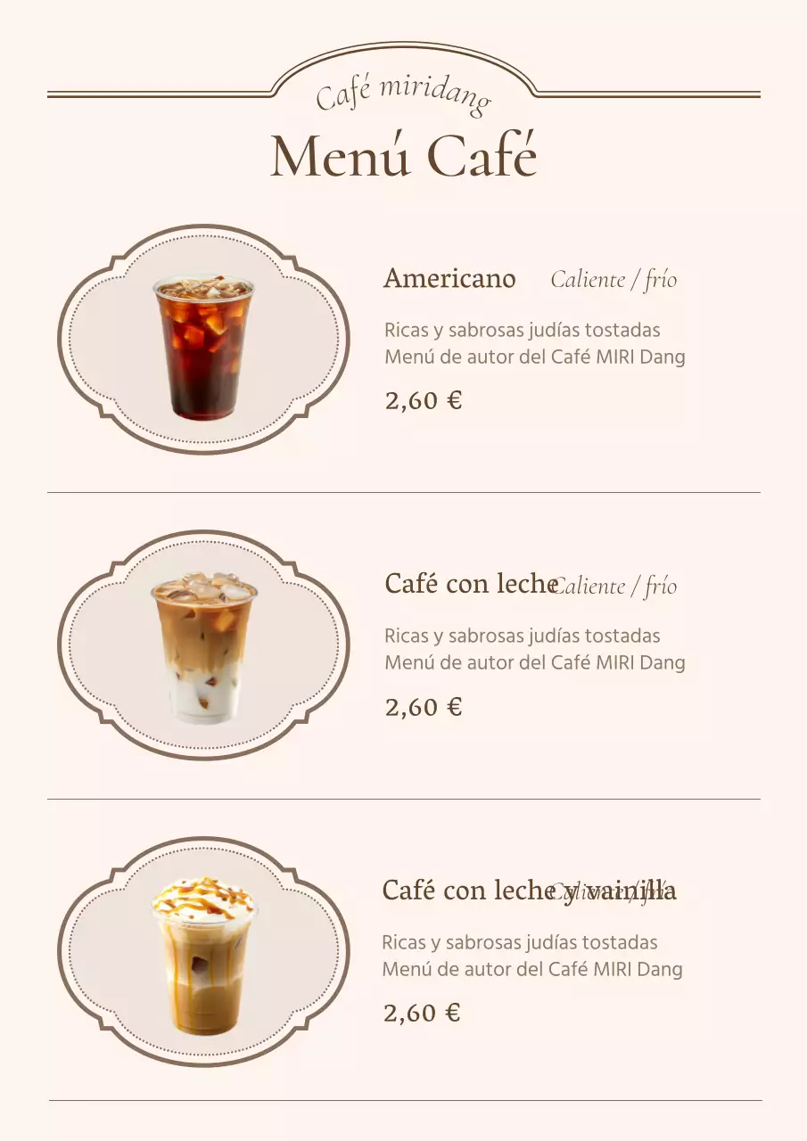 Vintage café panadería menú tablero de publicidad en marfil y beige