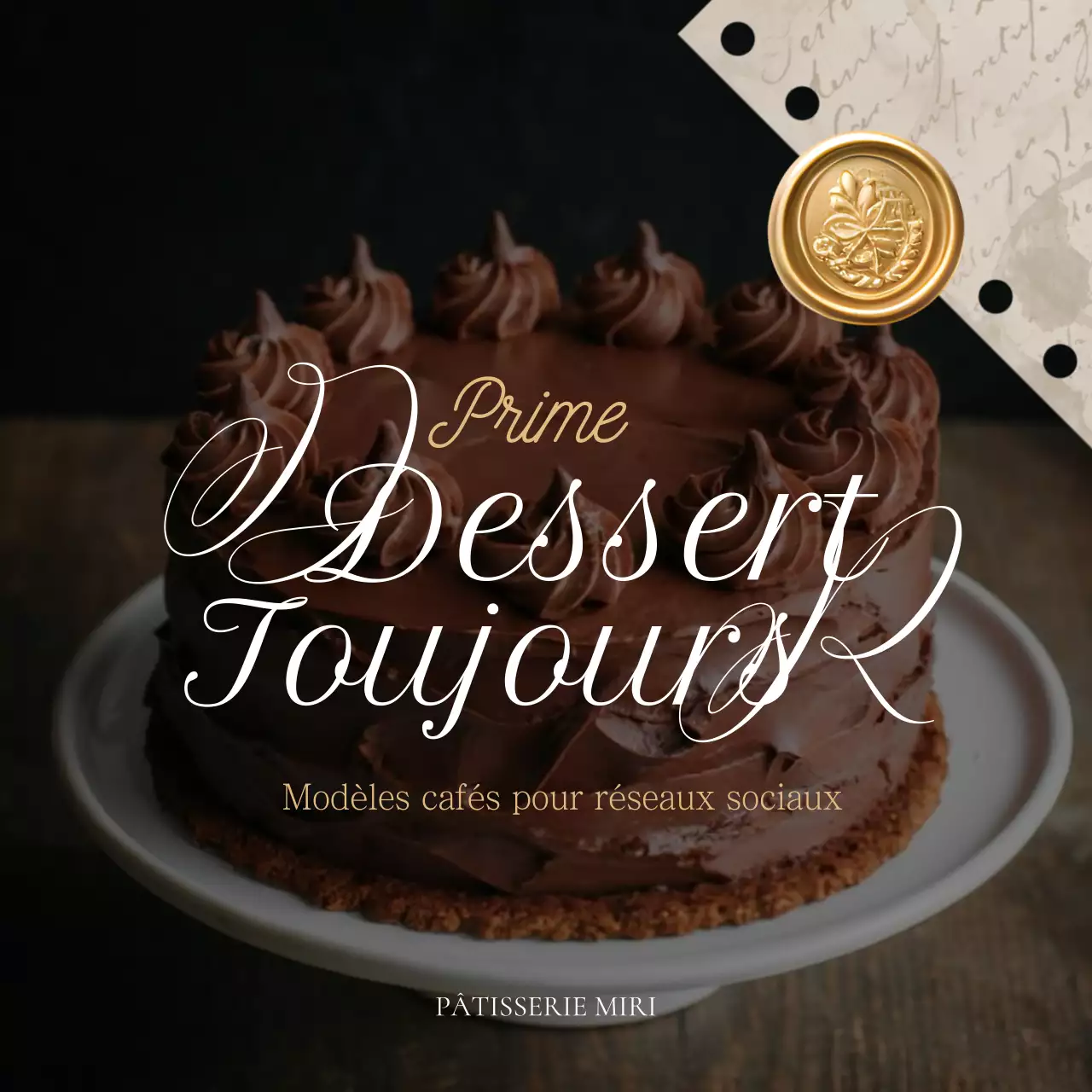 Café dessert classique en marron et or pour promouvoir votre annonce