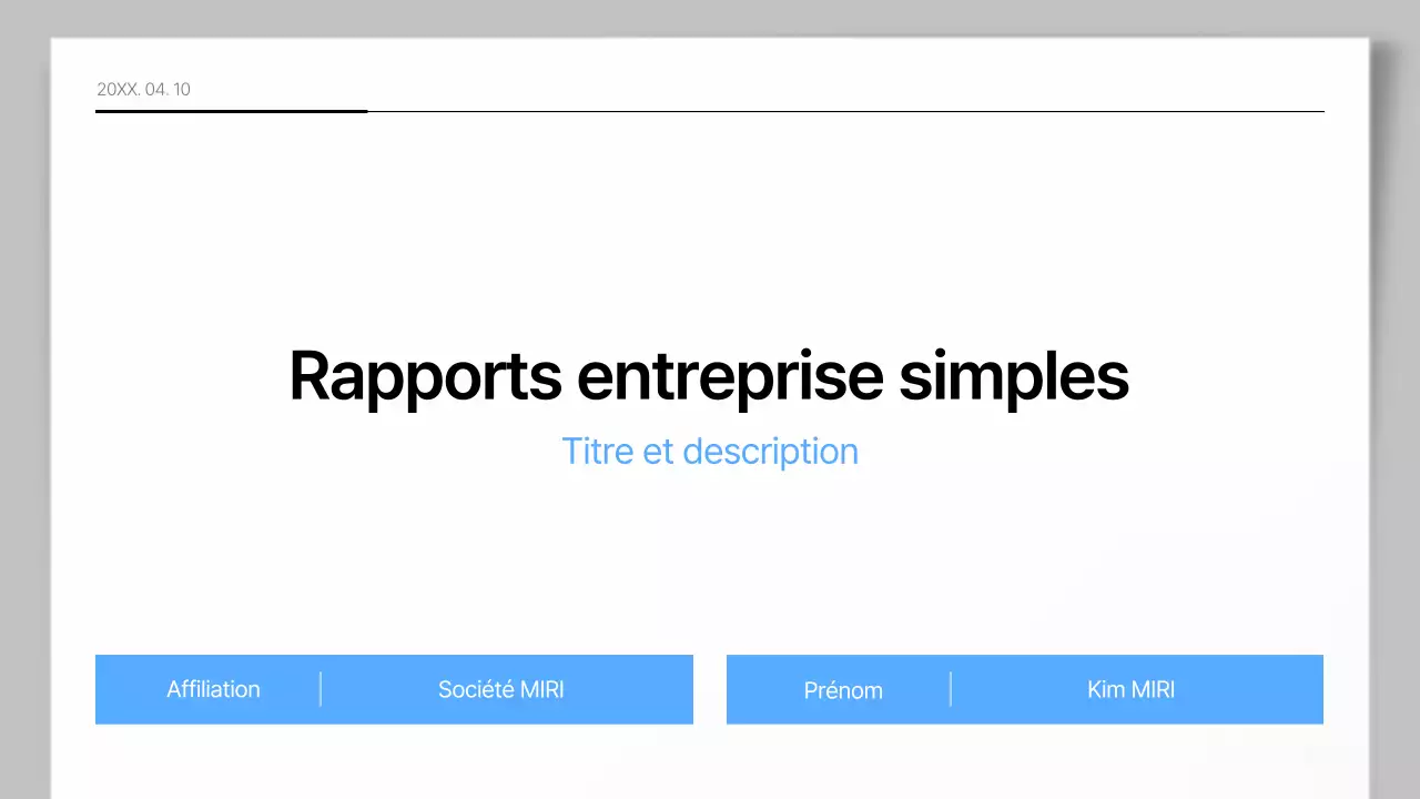 Un rapport d'entreprise simple en bleu et gris