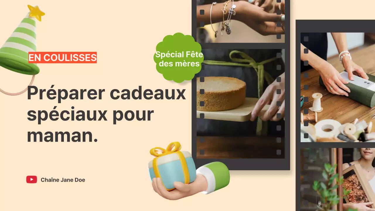 Dans les coulisses d'une fête des mères simple, beige et verte