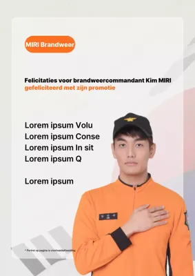 Een eenvoudige oranje en witte promotieaankondiging