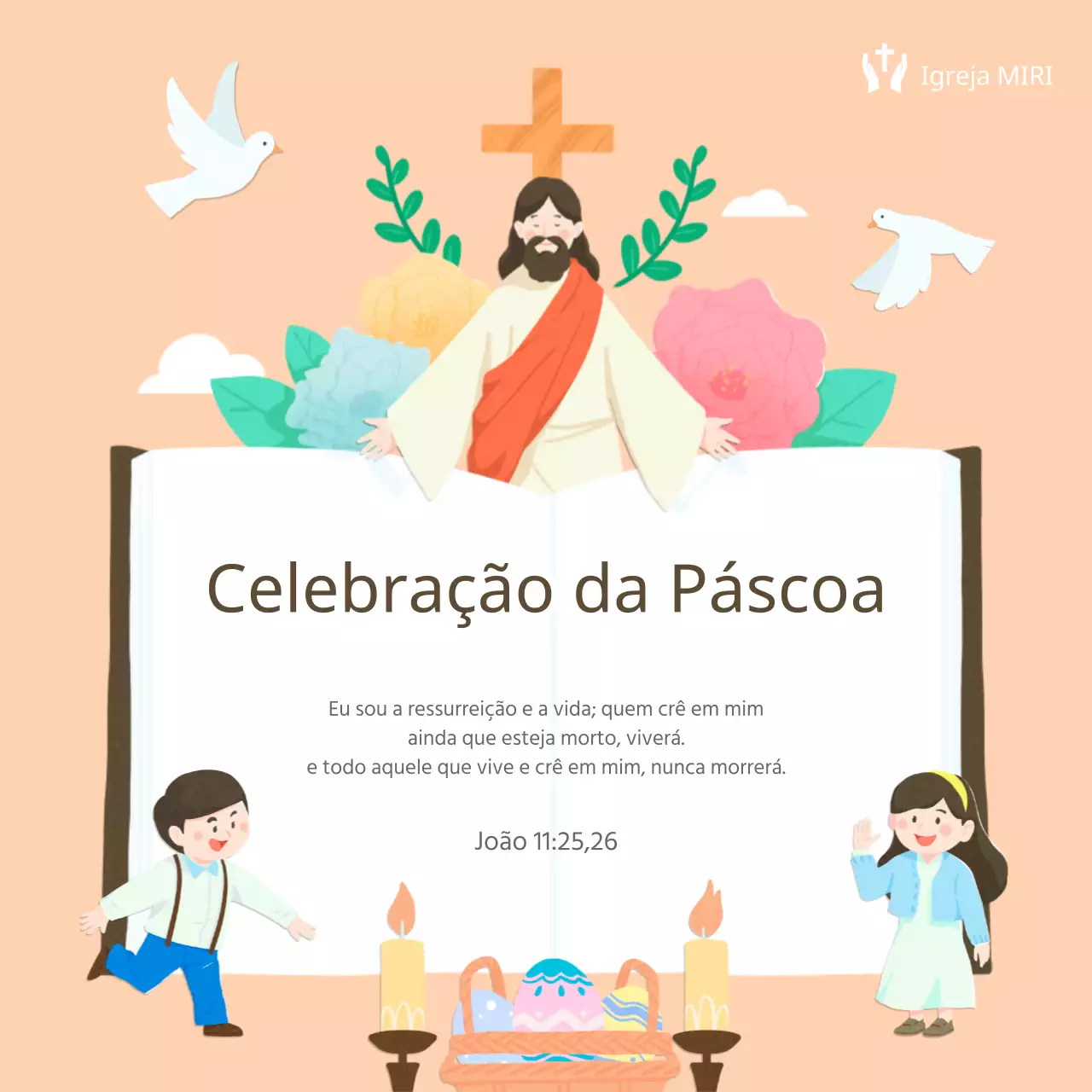 Anúncios de Páscoa em laranja e castanho