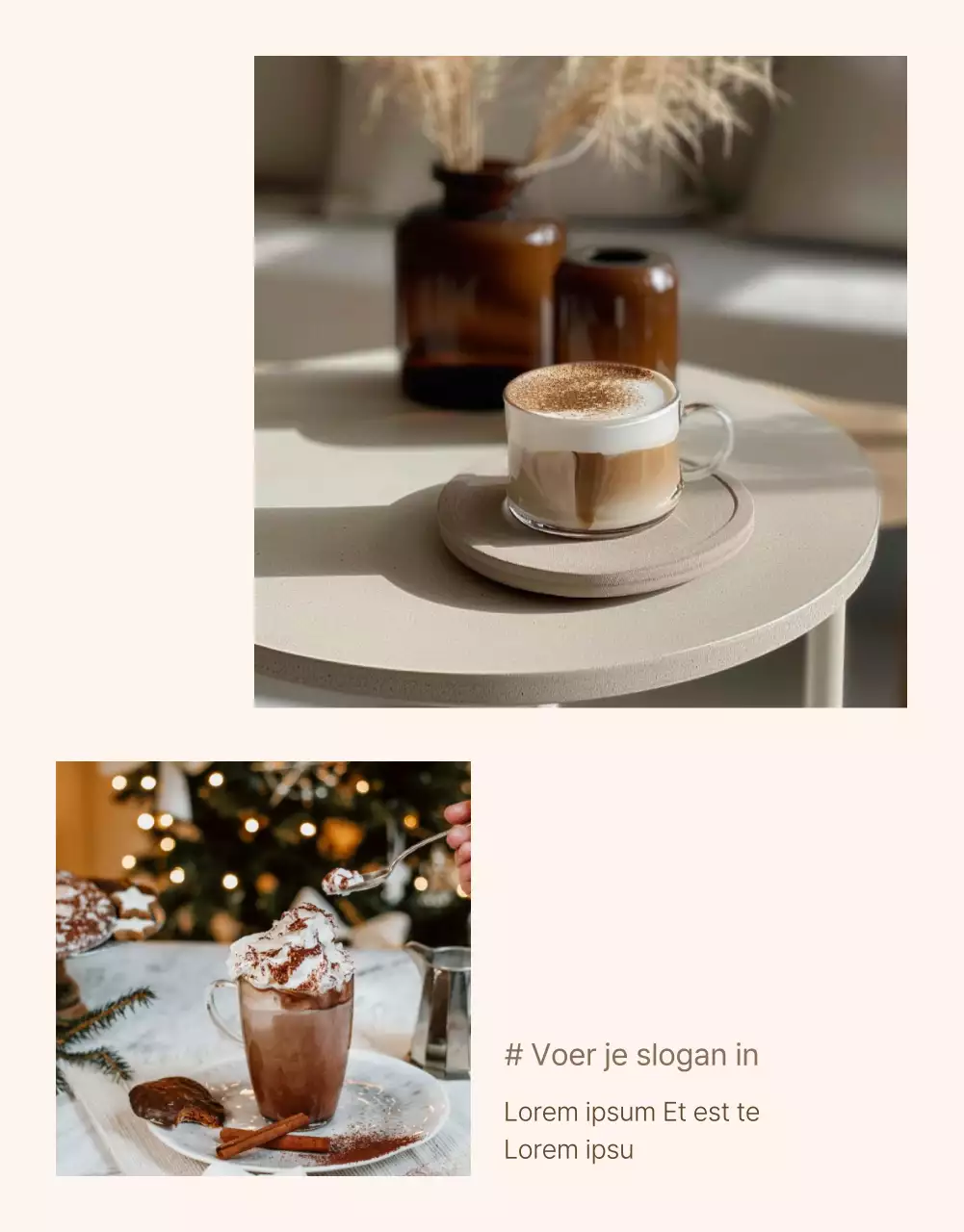 Een vintage concept café-bakkerij in ivoor en beige promoten