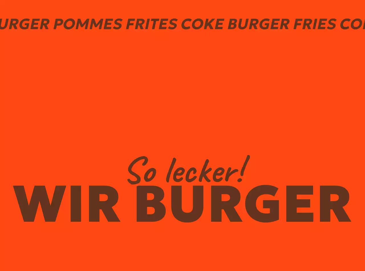 Orange Hintergrund braunen Text Burger Förderung