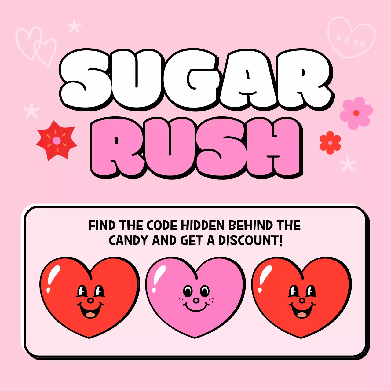 핑크 트렌디 캔디 프로모션 소셜 미디어 게시물