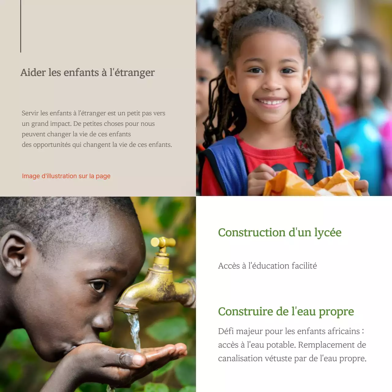 Promouvoir le parrainage d'enfants avec un minimalisme brun et blanc