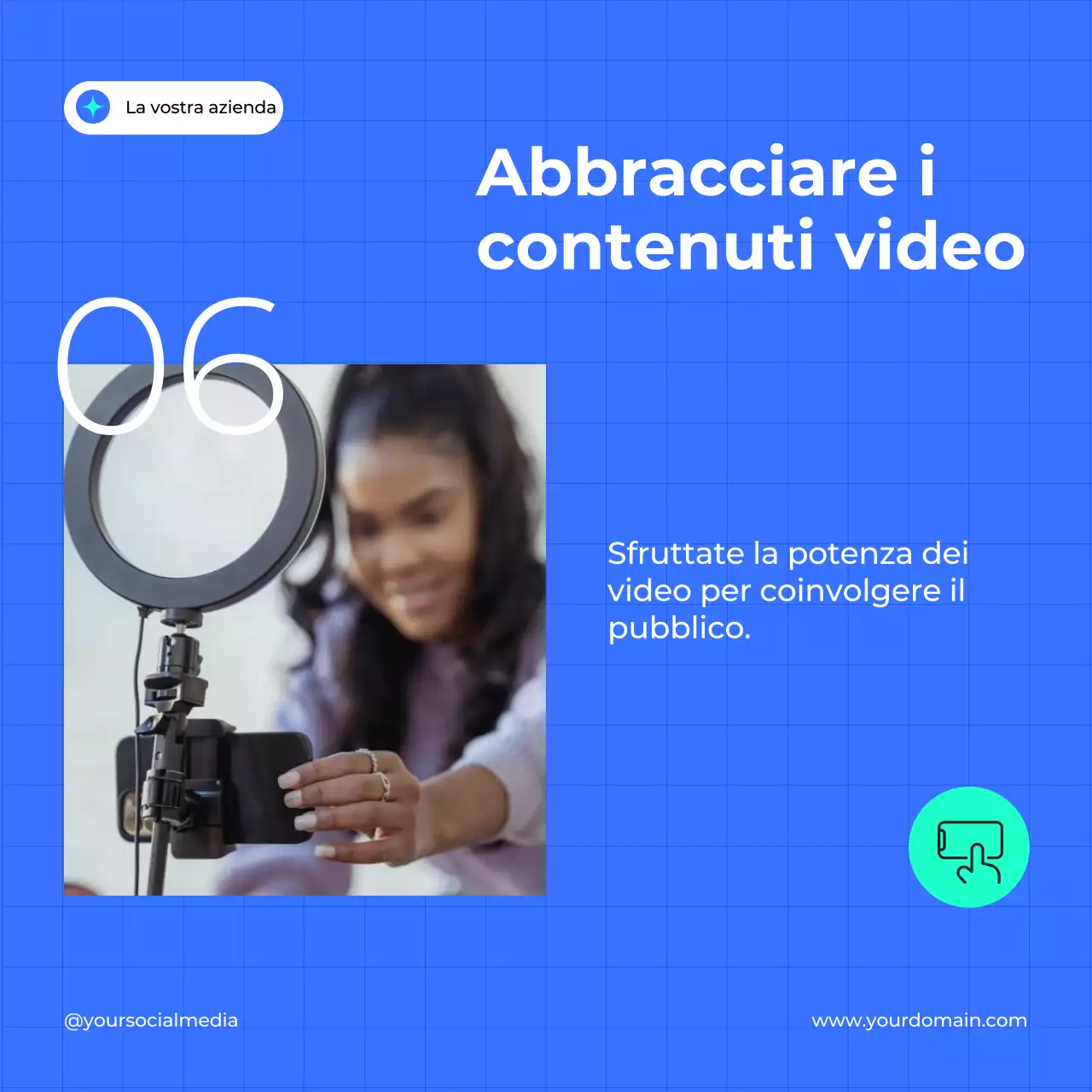 Guida alla strategia di social media marketing efficace e di tendenza in bianco e blu