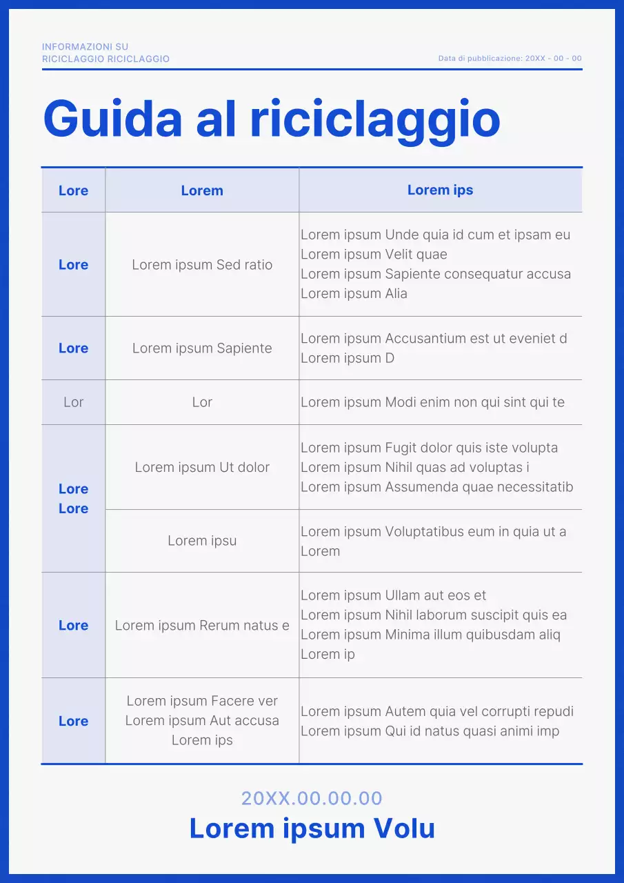 Una semplice guida al riciclo in bianco e blu navy