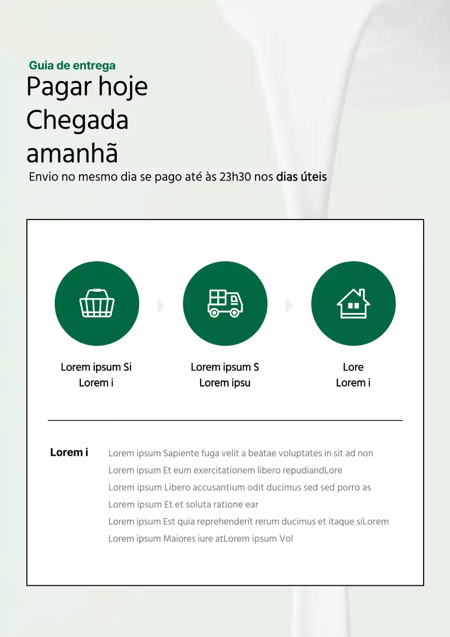 Um simples aviso de entrega de um centro comercial verde e branco