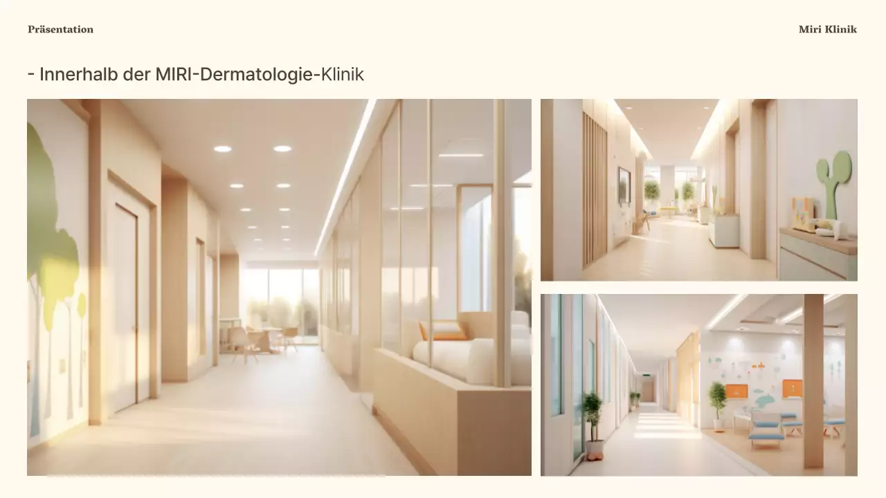 Ankündigung einer luxuriösen dermatologischen Klinik in Braun und Beige