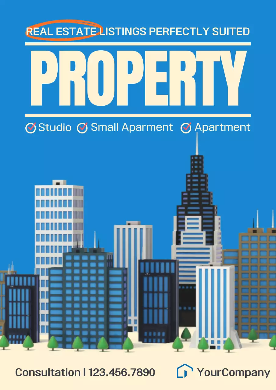 Blue Modern Property Promotion Poster