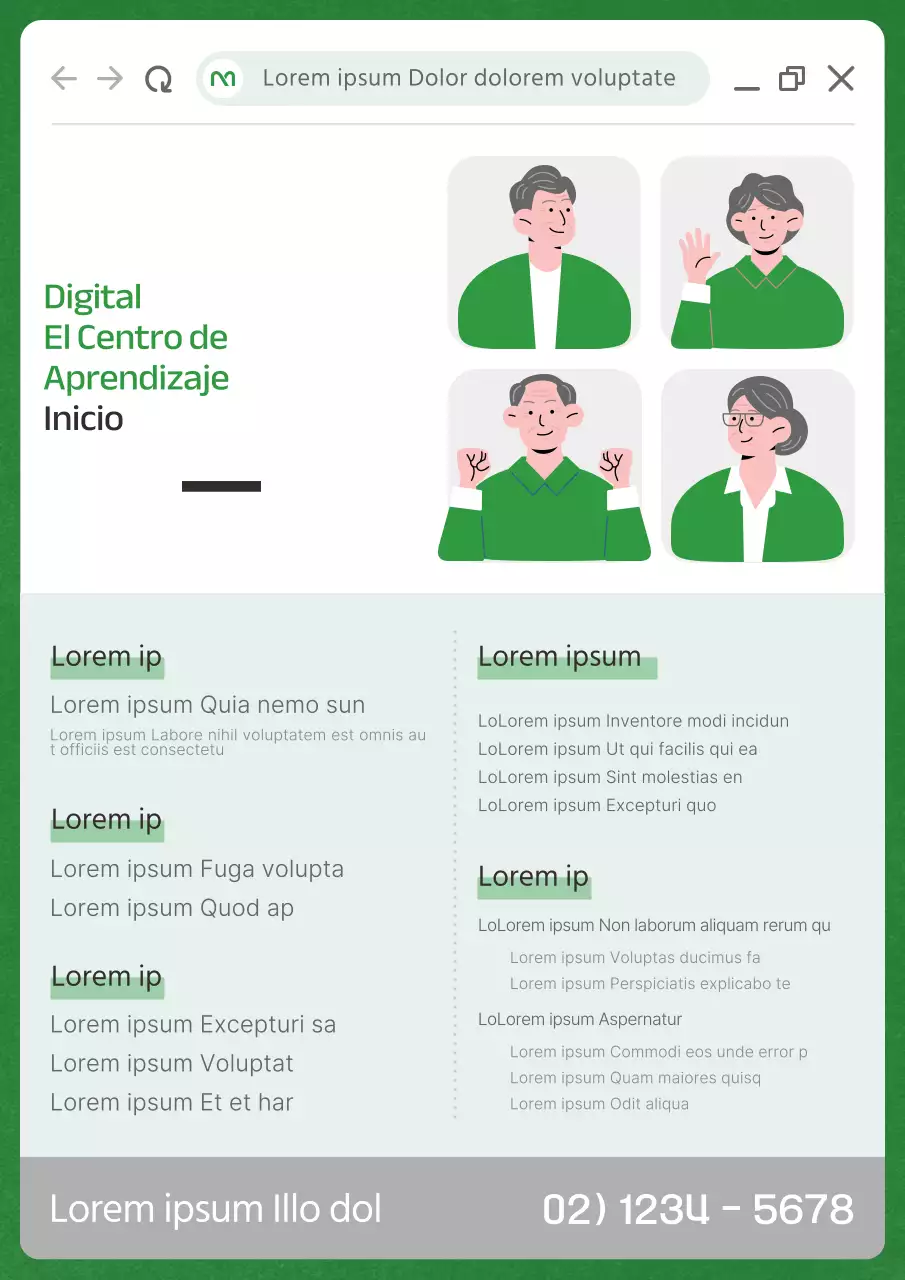 Un sencillo anuncio verde y negro para la contratación de un centro de aprendizaje digital