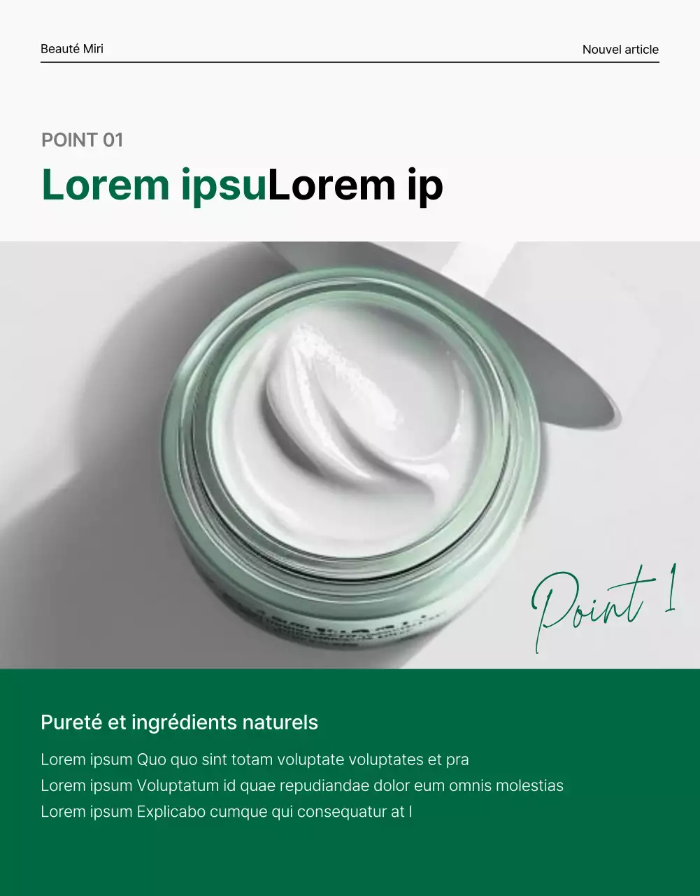 Promouvoir des cosmétiques simples et naturels en vert et blanc