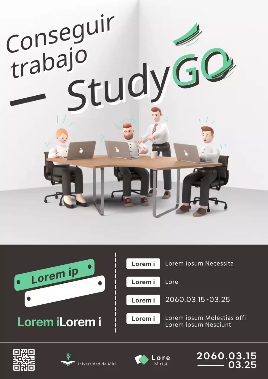 Anuncio de contratación para la formación en alternancia moderna en blanco y negro