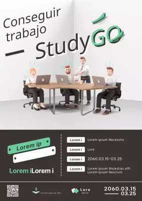 Anuncio de contratación para la formación en alternancia moderna en blanco y negro