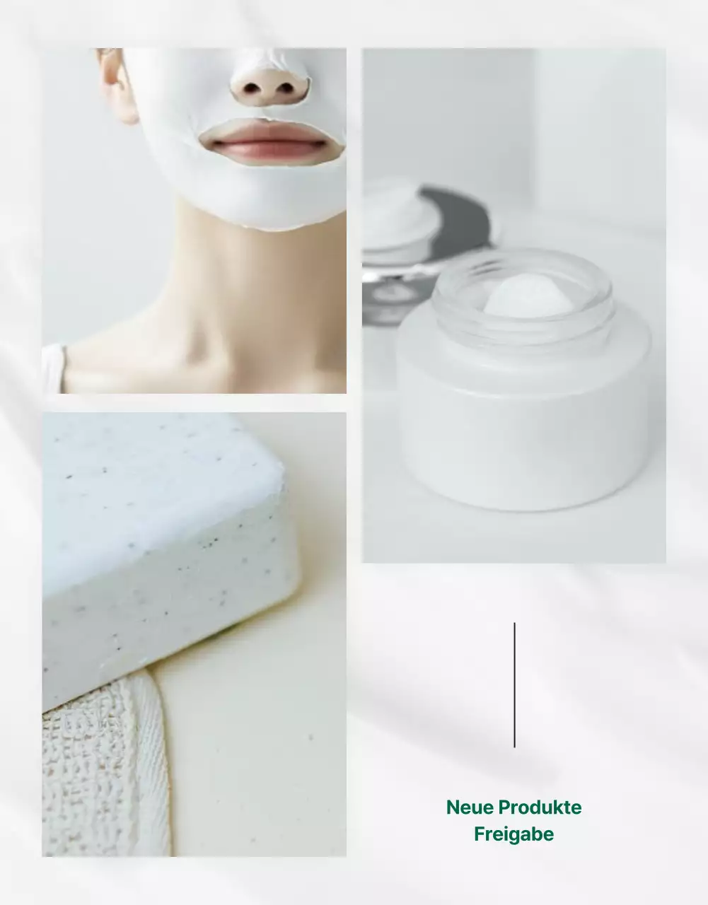 Einfaches Naturkosmetik-Fotolayout in Grün und Weiß zur Bewerbung Ihrer Seite