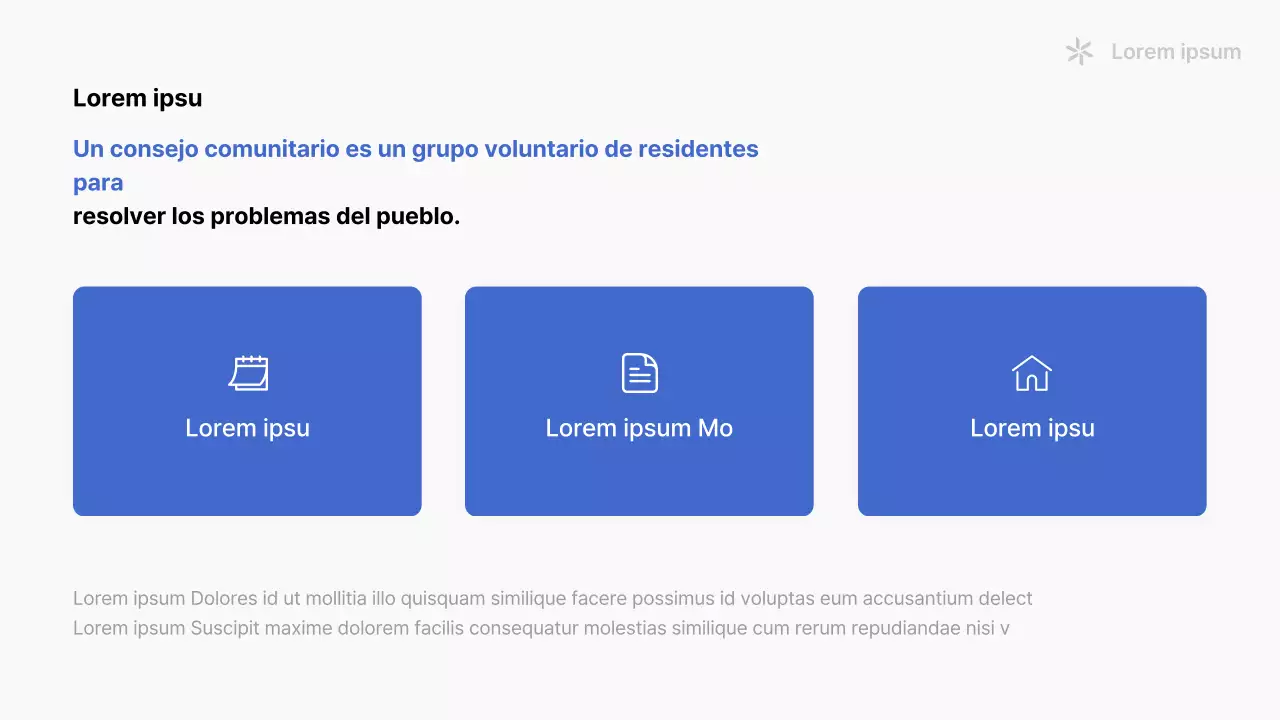 Un sencillo folleto azul y blanco de asociación de vecinos