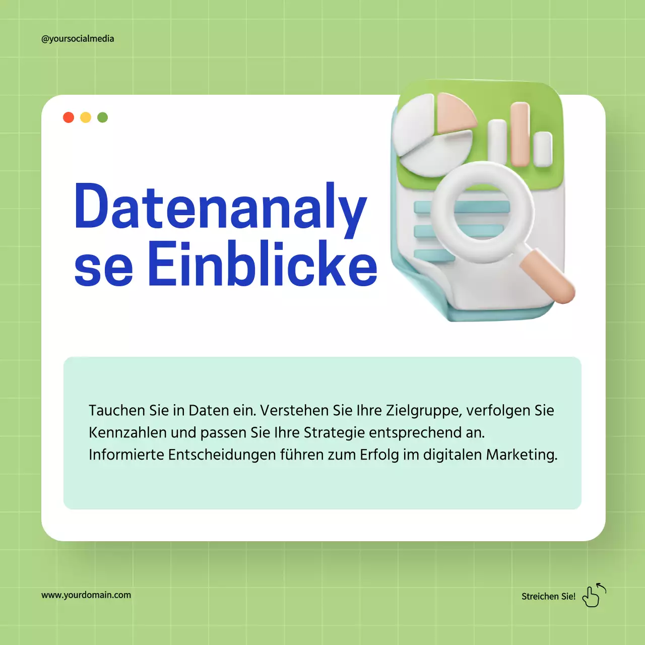 Grün und Blau Einfache Tipps für digitales Marketing Leitfaden Strategie