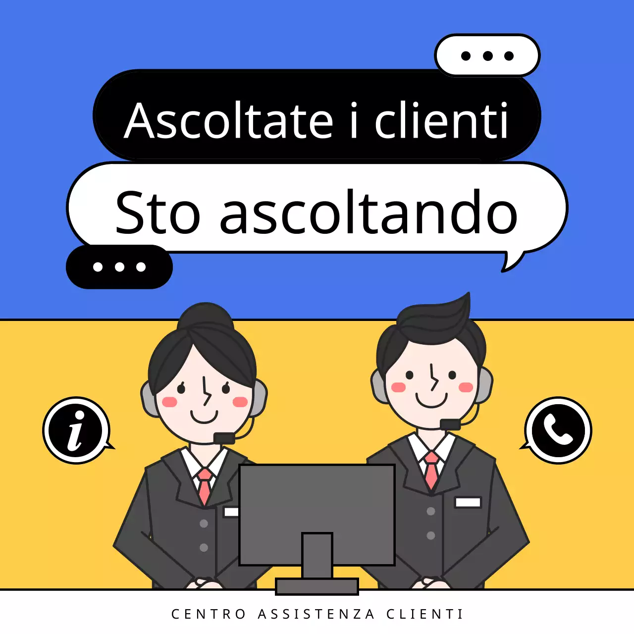 Una semplice guida gialla e blu per l'help desk