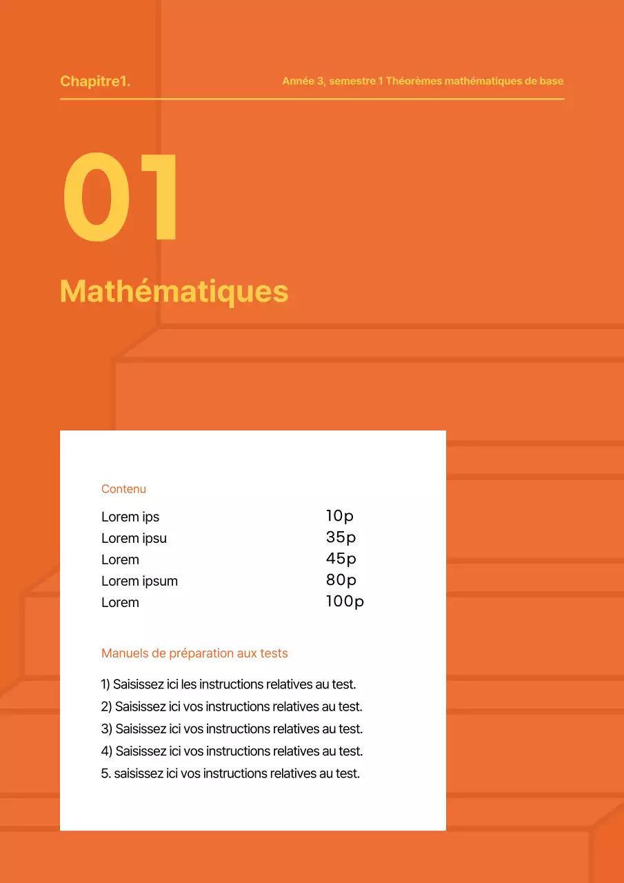 Couverture de livre de mathématiques jaune et orange