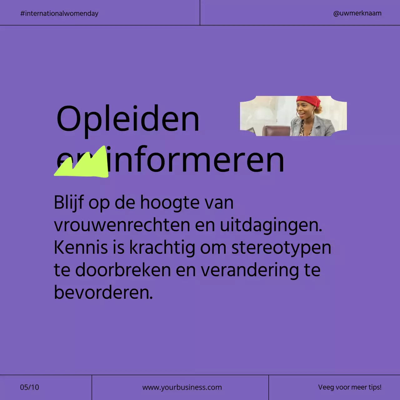 Paarse en neon moderne internationale vrouwendagcampagne