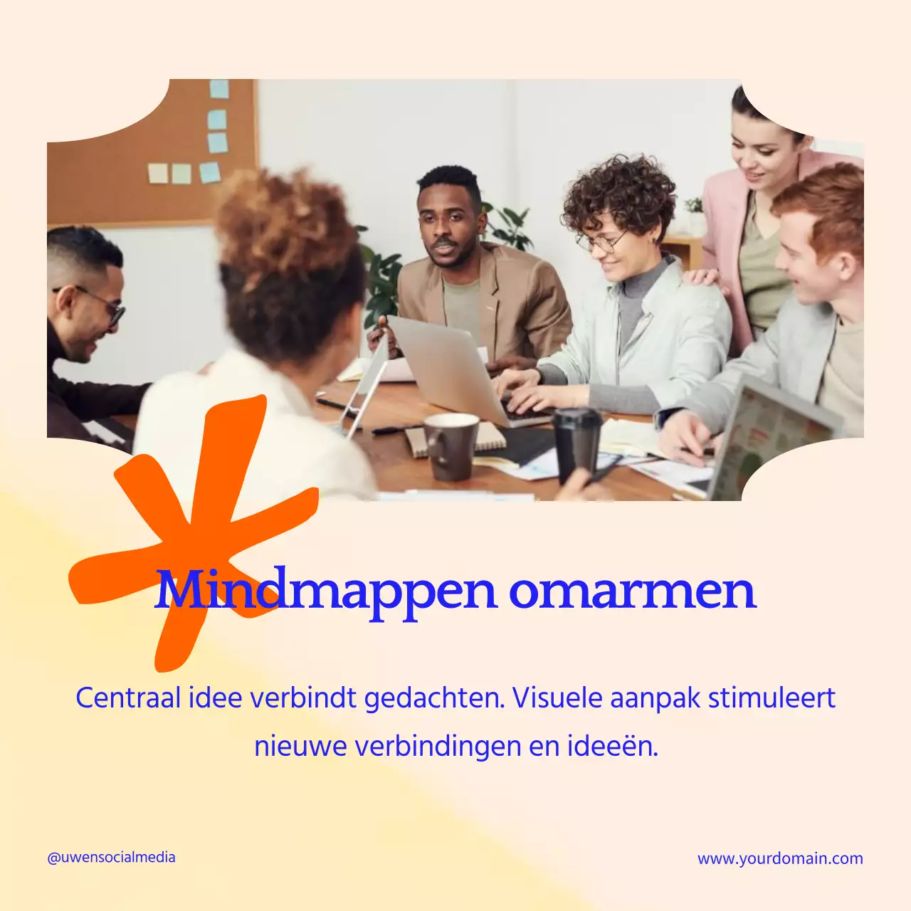 Oranje en Blauw Moderne Brainstormtechnieken Strategieën