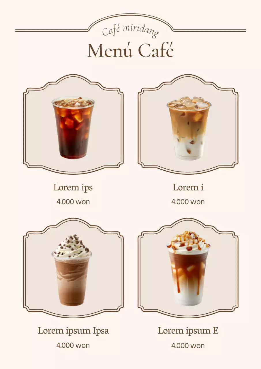 Vintage café panadería menú tablero de publicidad en marfil y beige