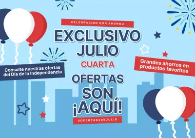 Azul cielo y rojo Encantador 4 de julio Venta Evento Anuncio