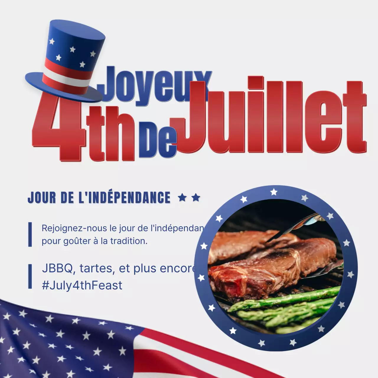 Promouvoir la fête de l'indépendance américaine avec une touche rétro en rouge et bleu