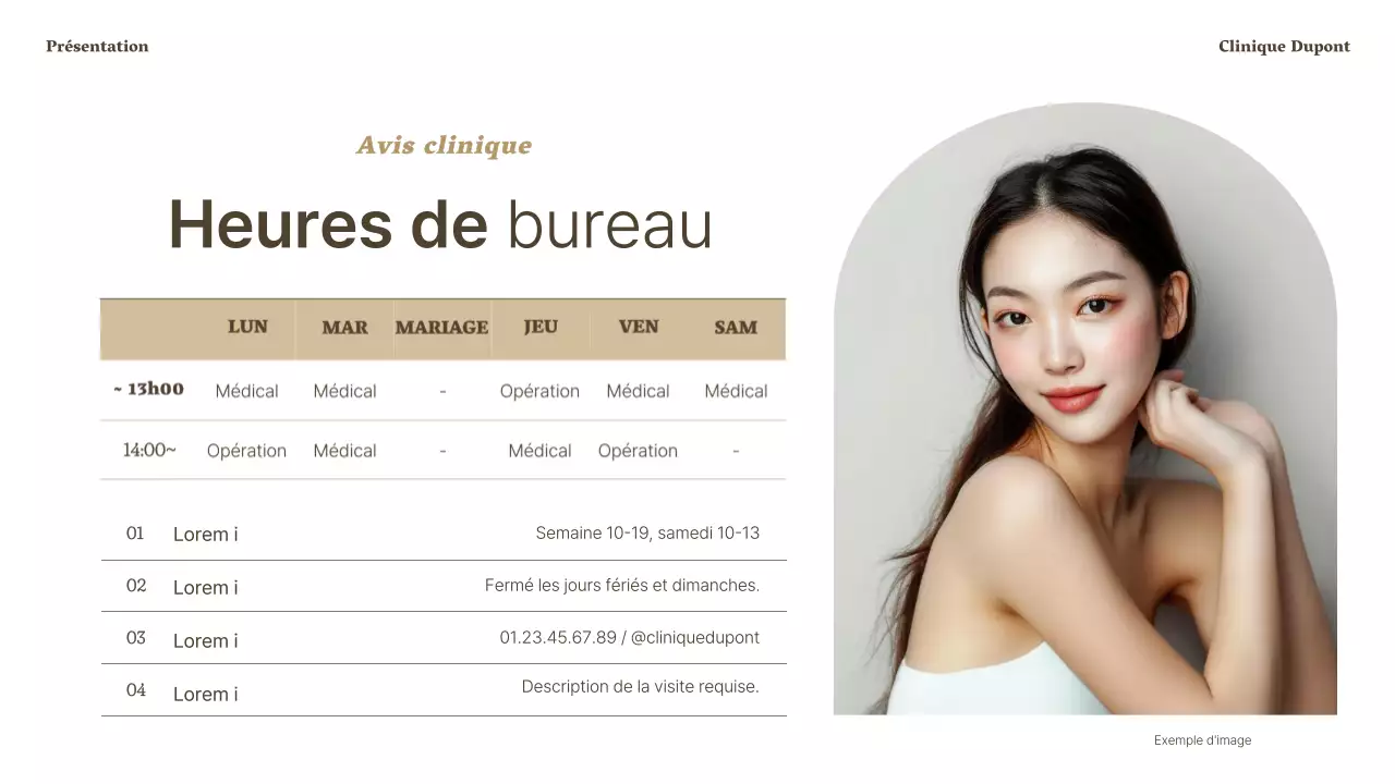 Annonce d'une clinique dermatologique de luxe dans les tons brun et beige