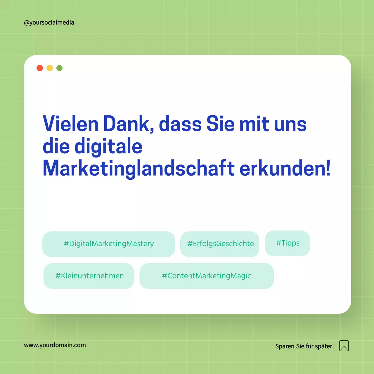 Grün und Blau Einfache Tipps für digitales Marketing Leitfaden Strategie