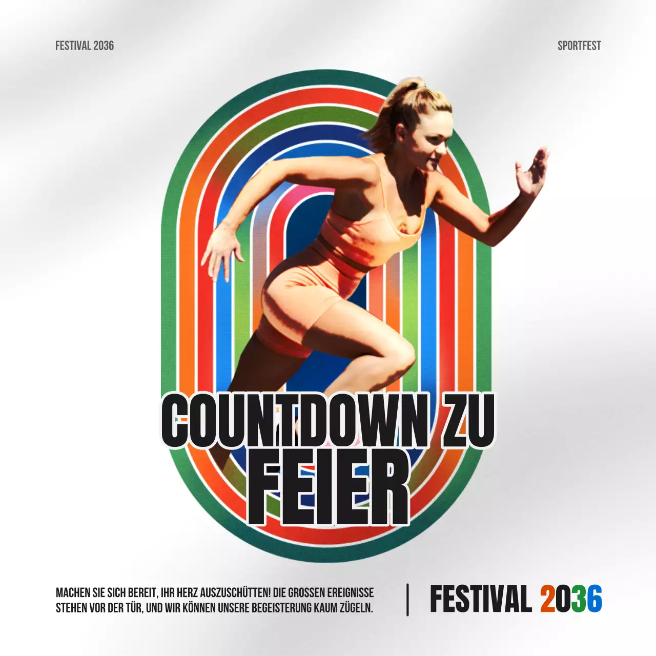 Werbung für ein einfaches Sportereignis in Grün und Gelb