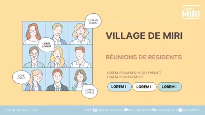 Promouvoir une retransmission en direct de l'assemblée générale dans une palette de couleurs jaune et bleu clair très tendance.