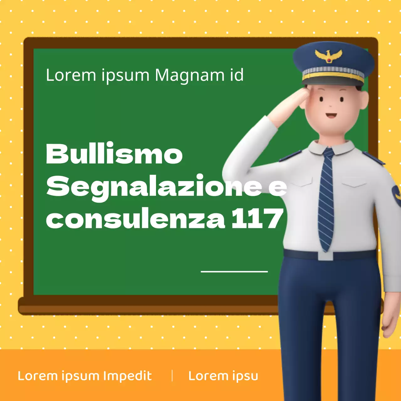 Una simpatica campagna di consulenza sulla violenza nelle scuole in giallo e arancione