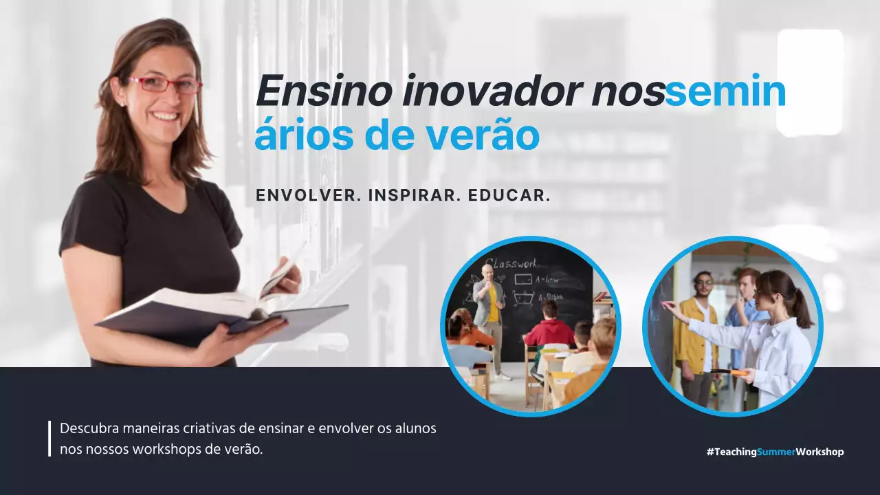 verão moderno em azul-marinho e azul-claro Material do curso do workshop