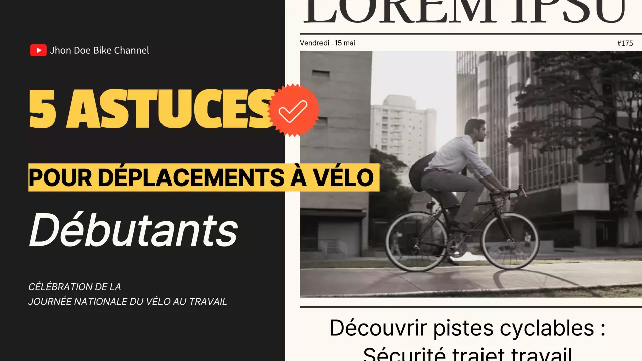 Guide vidéo noir et jaune des conseils modernes pour se rendre au travail à vélo