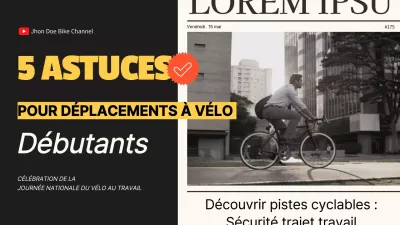 Guide vidéo noir et jaune des conseils modernes pour se rendre au travail à vélo