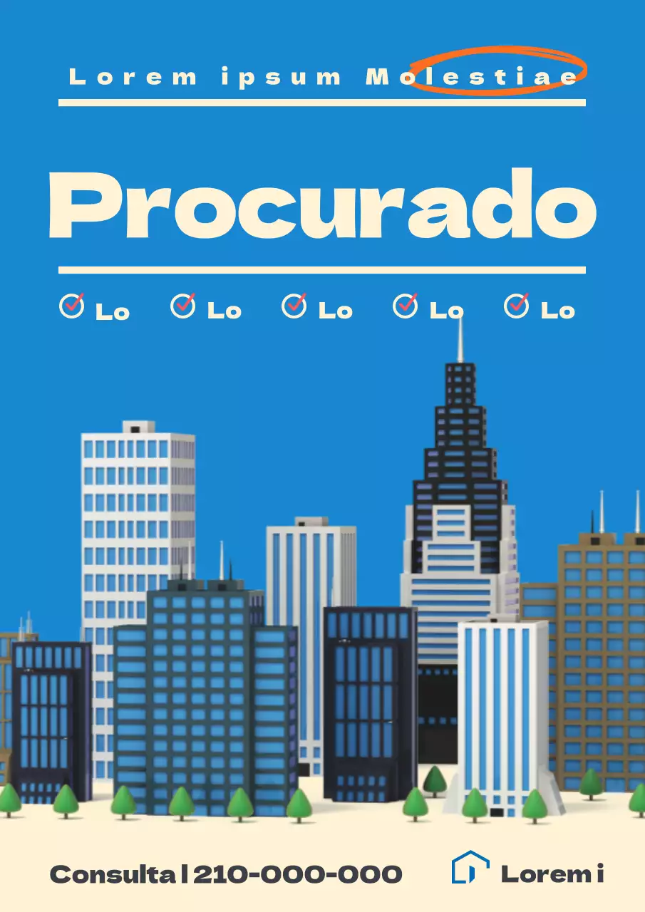 Um simples anúncio de venda de um imóvel em azul e marfim