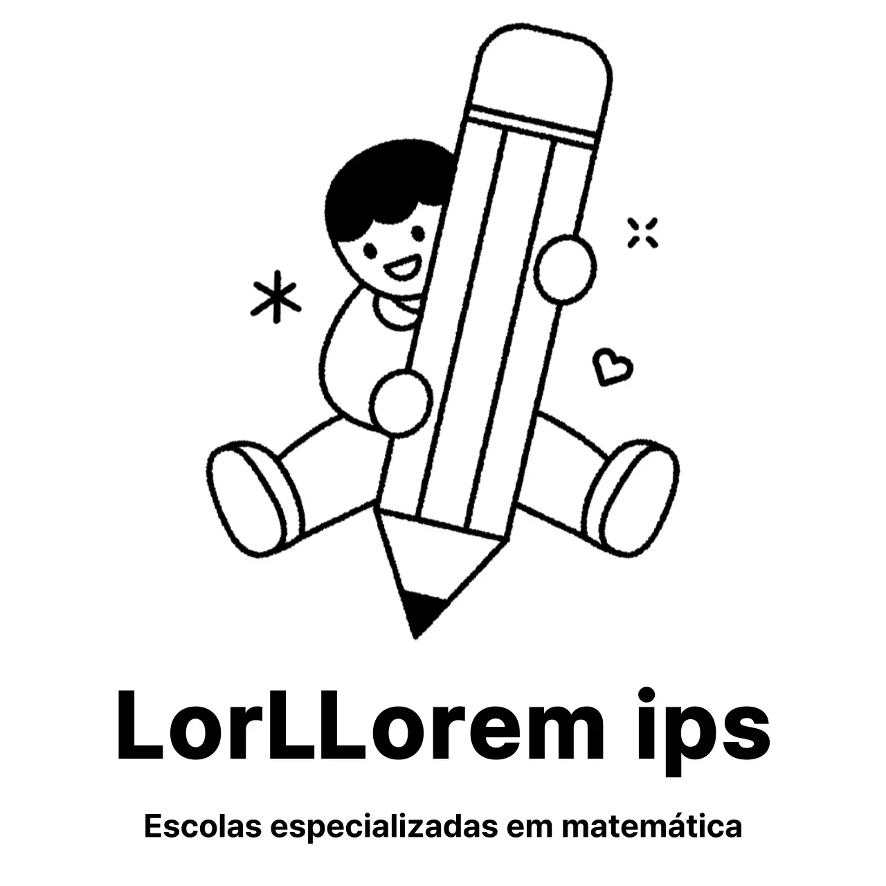 Desenho promocional para uma academia com uma criança a segurar um lápis