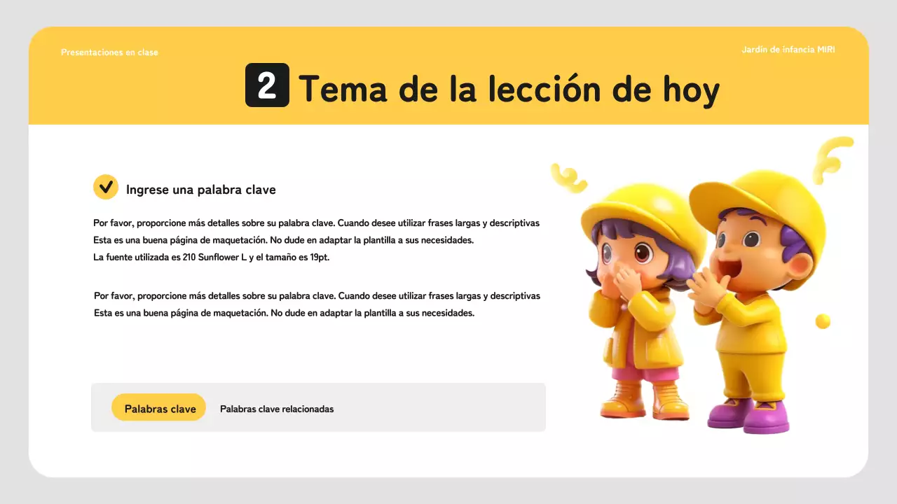 Plan sencillo de clases de preescolar en amarillo y blanco