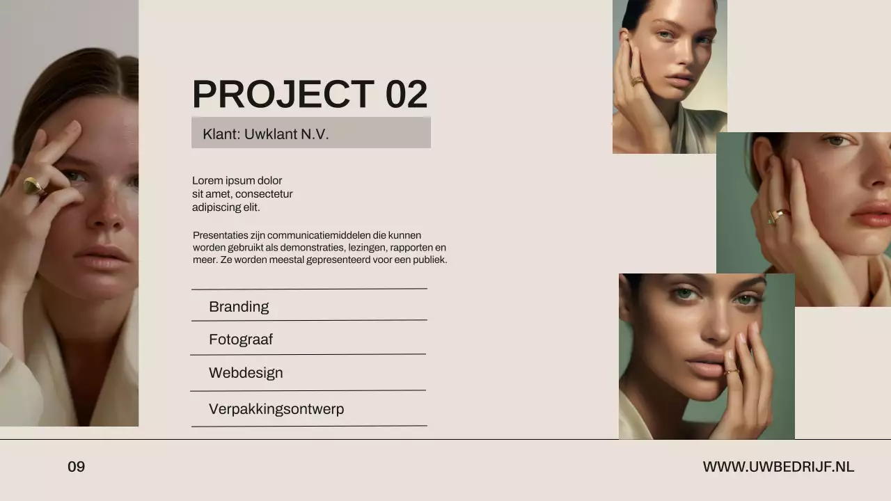 Beige en zwart minimalistisch creatief ontwerp portfolio