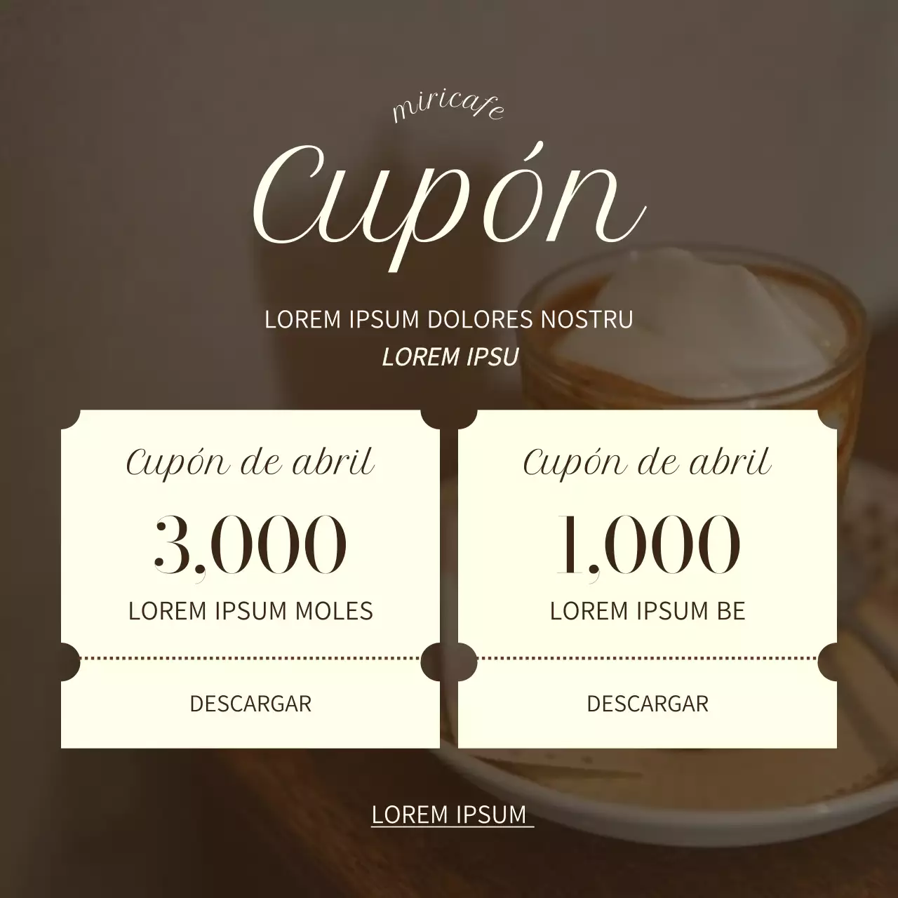 Un clásico anuncio de café en marrón y beige.