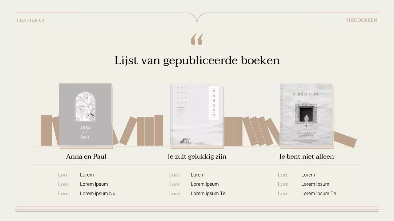 Een eenvoudig boekvoorstel in bruin en beige