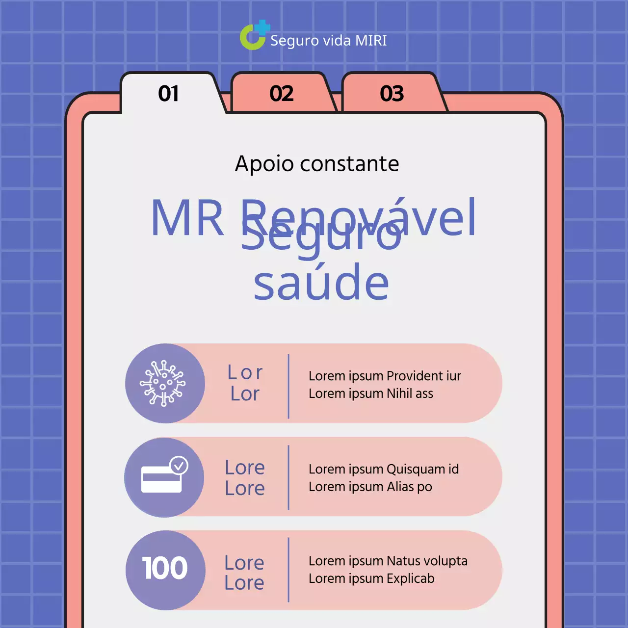Seguro de saúde explicado em azul e cor-de-rosa simples